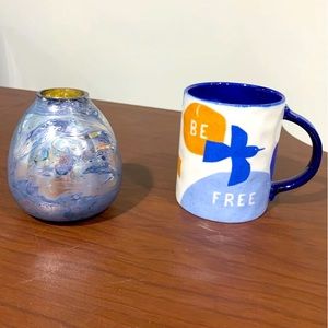 Be free mug & blue halle bud vase (2)